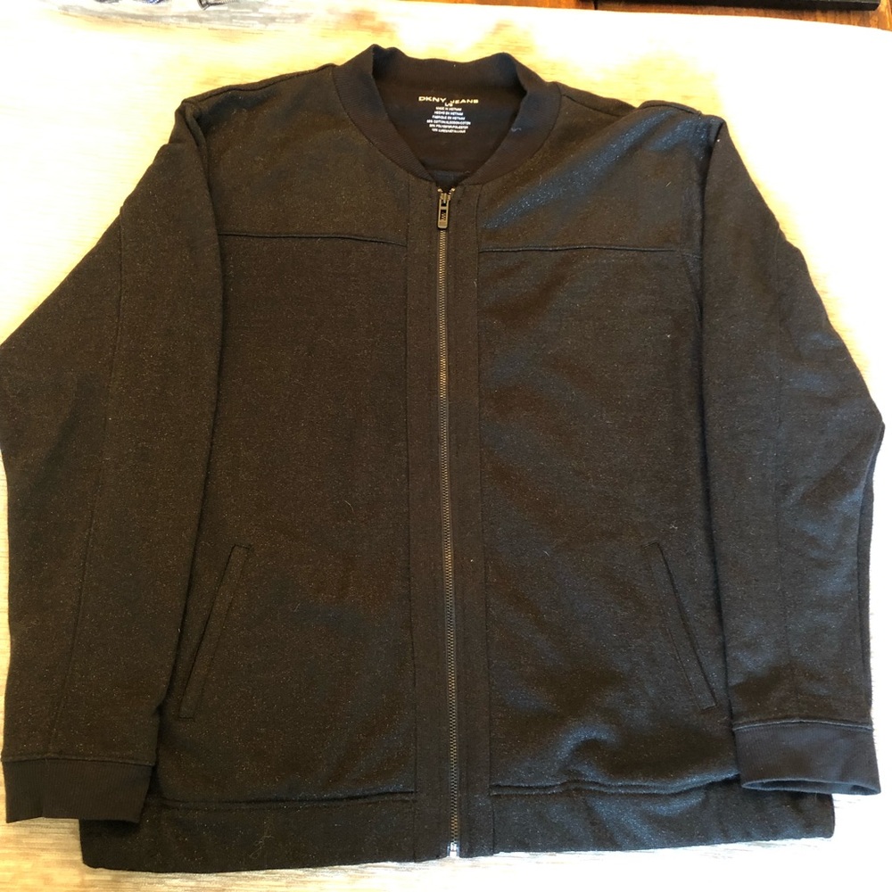 DKNY Jeans Black Zip Up Jacket Cardigan LG